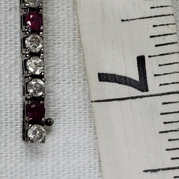 Gorgeous Red Stone & Crystal Silver 925 Tennis Bracelet  7" 14 Grams - Picture 13 of 13